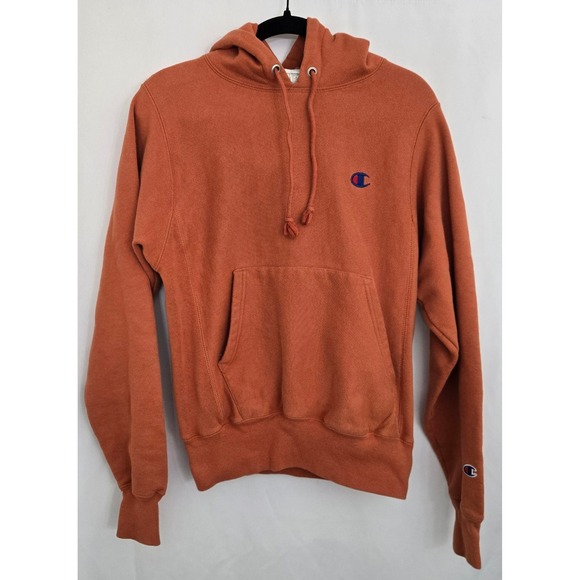 Champion Reverse Weave Hoodie Sweatshirt XS Orange Rust Pullover Heavyweight - Picture 1 of 8